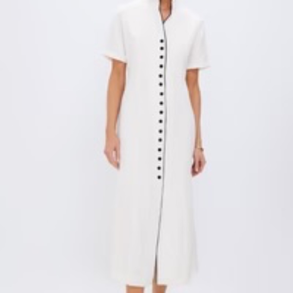 TUCKERNUCK Ivory and Black Piped Etienne Dress - Size Small